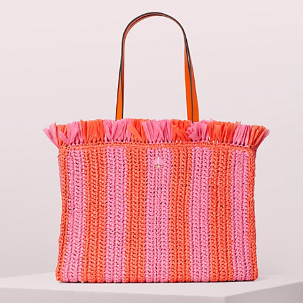 Kate Spade: Sam Stripe Straw Tote (BRAND NEW)